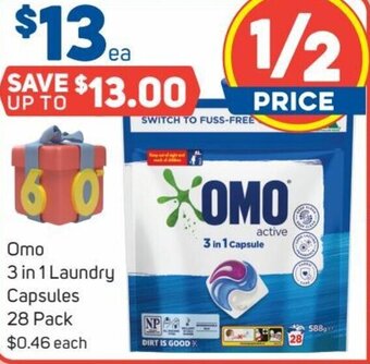 Foodland Omo 3 in 1 Laundry Capsules 28 Pack offer