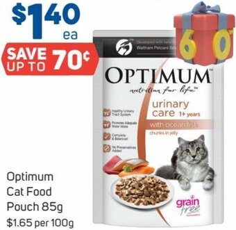 Foodland Optimum Cat Food Pouch 85g offer