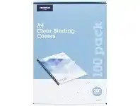 Officeworks J.Burrows A4 Back Binding Covers 200 Micron Clear 100 Pack offer