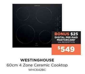 Bing Lee Westinghouse 60cm 4 Zone Ceramic Cooktop offer
