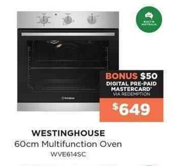 Bing Lee Westinghouse 60cm Multifunction Oven offer