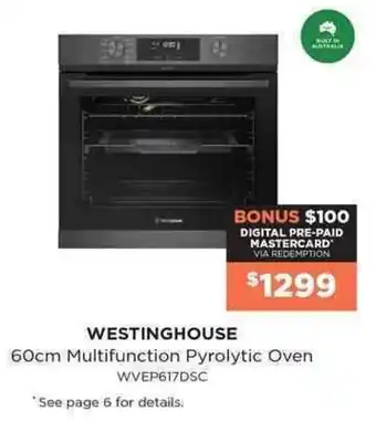 Bing Lee Westinghouse 60cm Multifunction Pyrolytic Oven offer