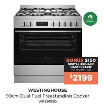 Bing Lee Westinghouse 90cm Dual Fuel Freestanding Cooker offer