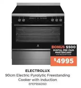 Bing Lee Electrolux 90cm Electric Pyrolytic Freestanding Cooker with Induction offer