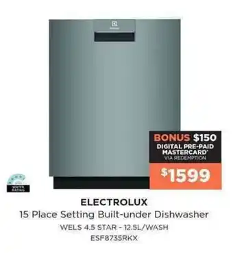 Bing Lee Electrolux 15 Place Setting Built-under Dishwasher offer