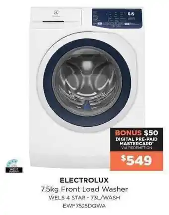 Bing Lee Electrolux 7.5kg Front Load Washer offer