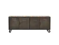 LivingStyles Locker Reclaimed Timber & Steel Industrial 4 Door High TV Stand, 200cm offer