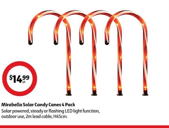 Mirabella solar candy canes 4 pack offer at Coles