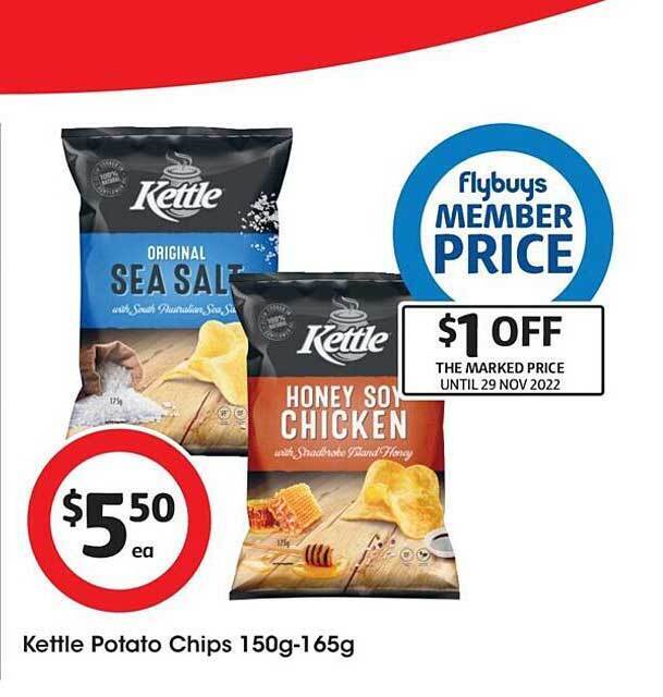 Kettle potato chips offer at Coles