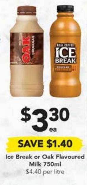 Drakes Ice break or oak flavoured milk offer