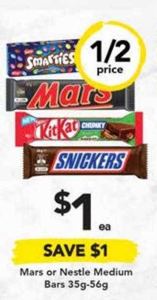 Drakes Mars or nestle medium bars offer