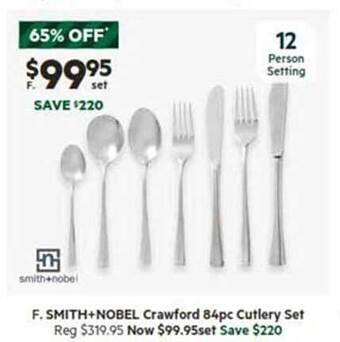 Harris Scarfe Smith+nobel crawford 84pc cutlery set offer