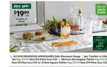 Jayson brunsdon homewares oslo glassware range