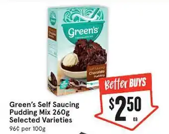 IGA Green's self saucing pudding mix offer
