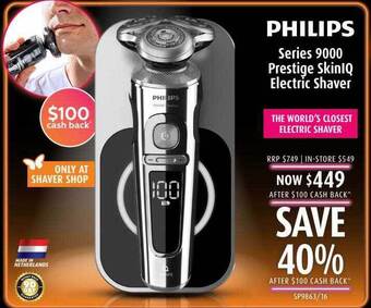 Shaver Shop Philips series 9000 prestige skiniq electric shaver offer