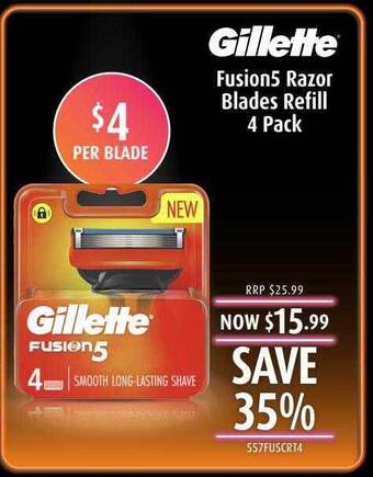 Shaver Shop Gillette fusion5 razor blades refill 4 pack offer