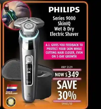 Shaver Shop Philips series 9000 skiniq wet & dry electric shaver offer