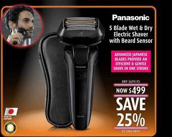 Shaver Shop Panasonic 5 blade wet & dry electric shaver with beard sensor offer