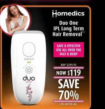Shaver Shop Homedics duo one ipl long term hair removal offer