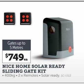 Stratco Nice home solar ready sliding gate kit offer