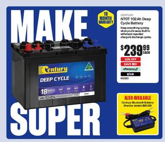 SuperCheap Auto Century n70t 102ah deep cycle battery offer