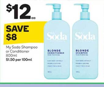 Woolworths My soda shampoo or conditioner offer