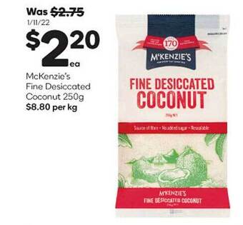 Woolworths Mckenzie's fine desiccated coconut offer