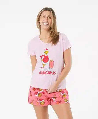 Kmart The grinch license christmas t-shirt and shorts pyjama set offer