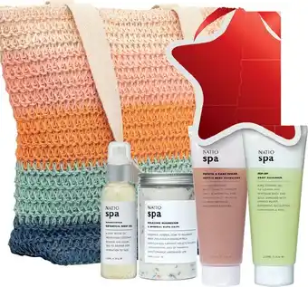 Natio paradise bay relaxing magnesium & mineral bath salts 350g, papaya & cane sugar body exfoliant 210ml, nourishing body oi