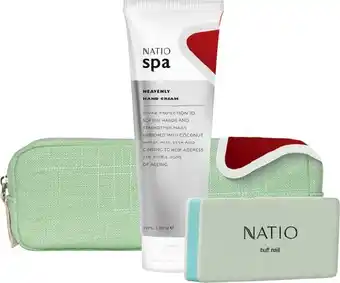 Natio paradise palm heavenly hand cream 90ml & buff and shine tool with pencil case