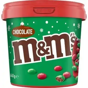 Kmart New m&ms red and green milk chocolate bucket 640g offer