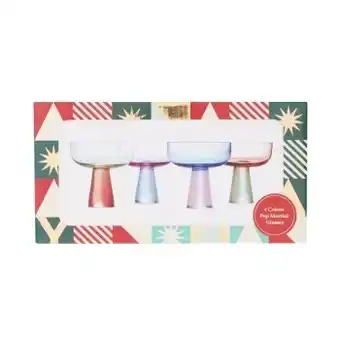 Kmart 4 colour pop martini glasses offer