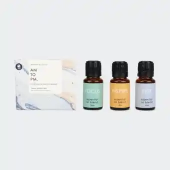 Kmart 3 pack am to pm everyday and mindful essential oil blend gift set 30ml offer