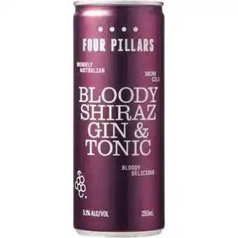 Dan Murphy's New four pillars bloody shiraz & tonic 250ml cans offer