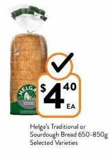 Foodworks Helga's traditional or sourdough bread offer