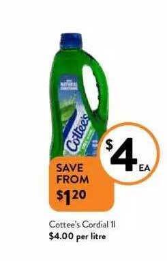Foodworks Cottee's cordial offer