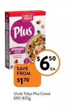 Foodworks Uncle tobys plus cereal offer