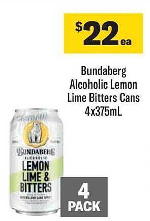 Liquorland Bundaberg alcoholic lemon lime bitters cans offer