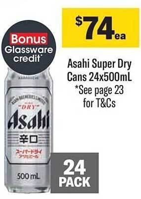 Liquorland Asahi super dry cans offer