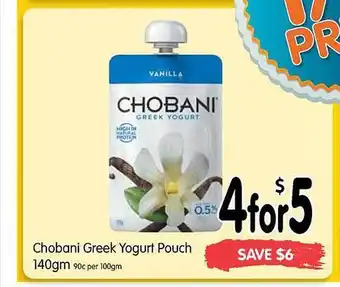 Spar Chobani greek yogurt pouch offer