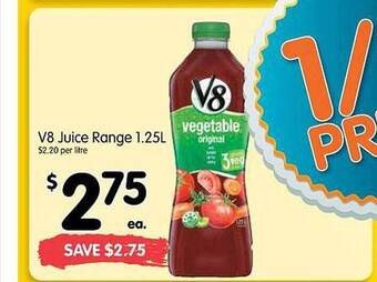 Spar V8 juice range offer