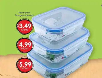 Rectangular storage containers