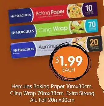 Spudshed Hercules baking paper, cling wrap, extra strong alu foil offer