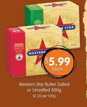 Spudshed Western star butter salted or unsalted offer