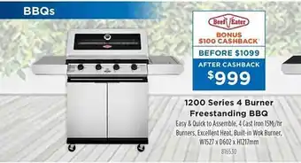 Betta 1200 series 4 burner freestanding bbq beef eater offer
