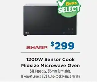 Betta Sharp 1200w sensor cook midsize microwave oven offer