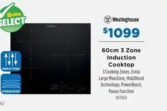 Betta Westinghouse 60cm 3 zone induction cooktop offer