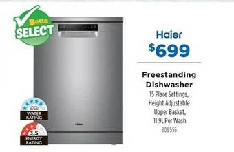 Betta Haier freestanding dishwasher offer