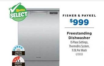 Betta Fisher & paykel freestanding dishwasher offer