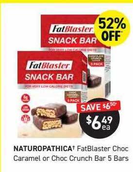 Naturopathica fatblaster choc caramel or choc crunch bar 5 bars